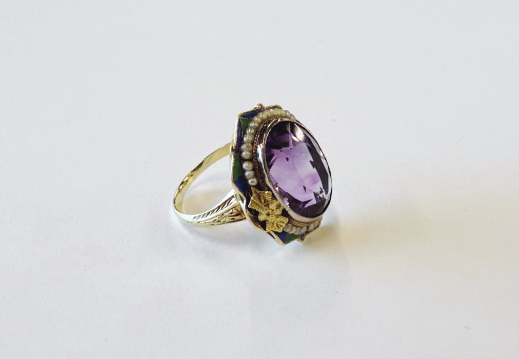 Vintage Amethyst Enamel Ring