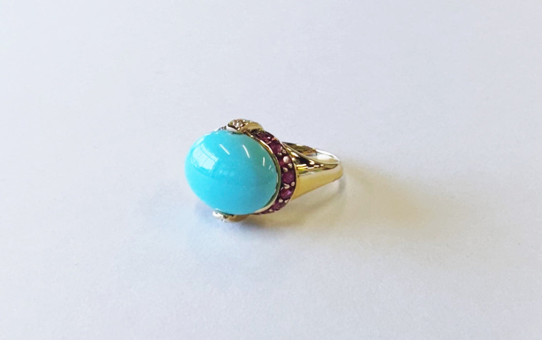 Le Vian Turquoise Ruby Cabochon Ring