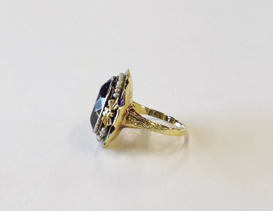 Vintage Amethyst Enamel Ring