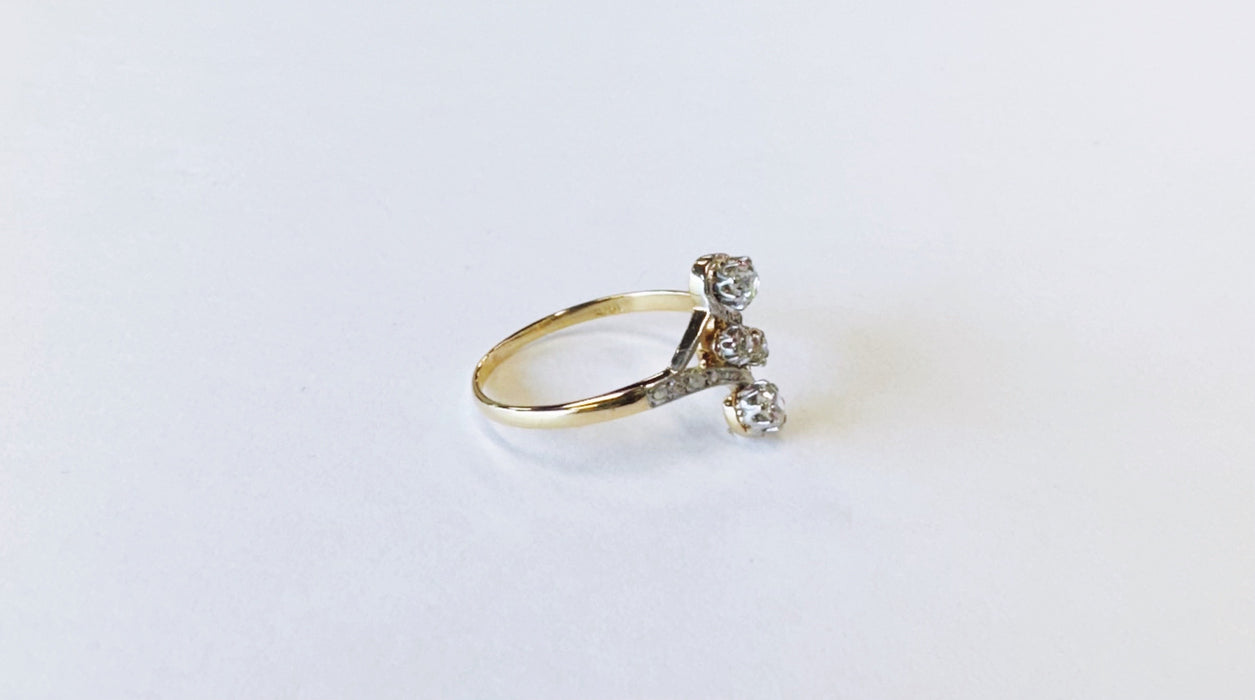 European & Rose Cut Diamond Twist Ring