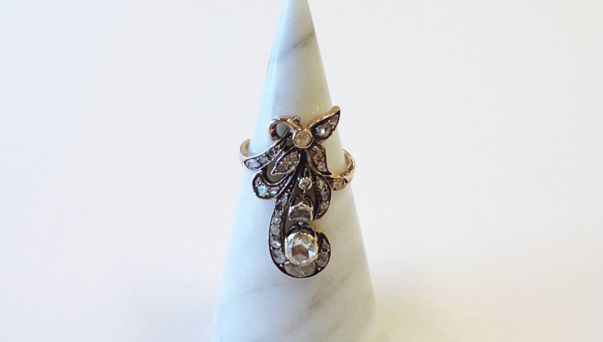 Antique Rose Cut Diamond Statement Ring