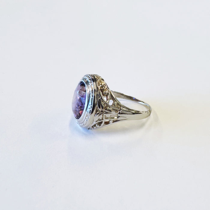 Bezel Set Amethyst Bezel Filigree Ring