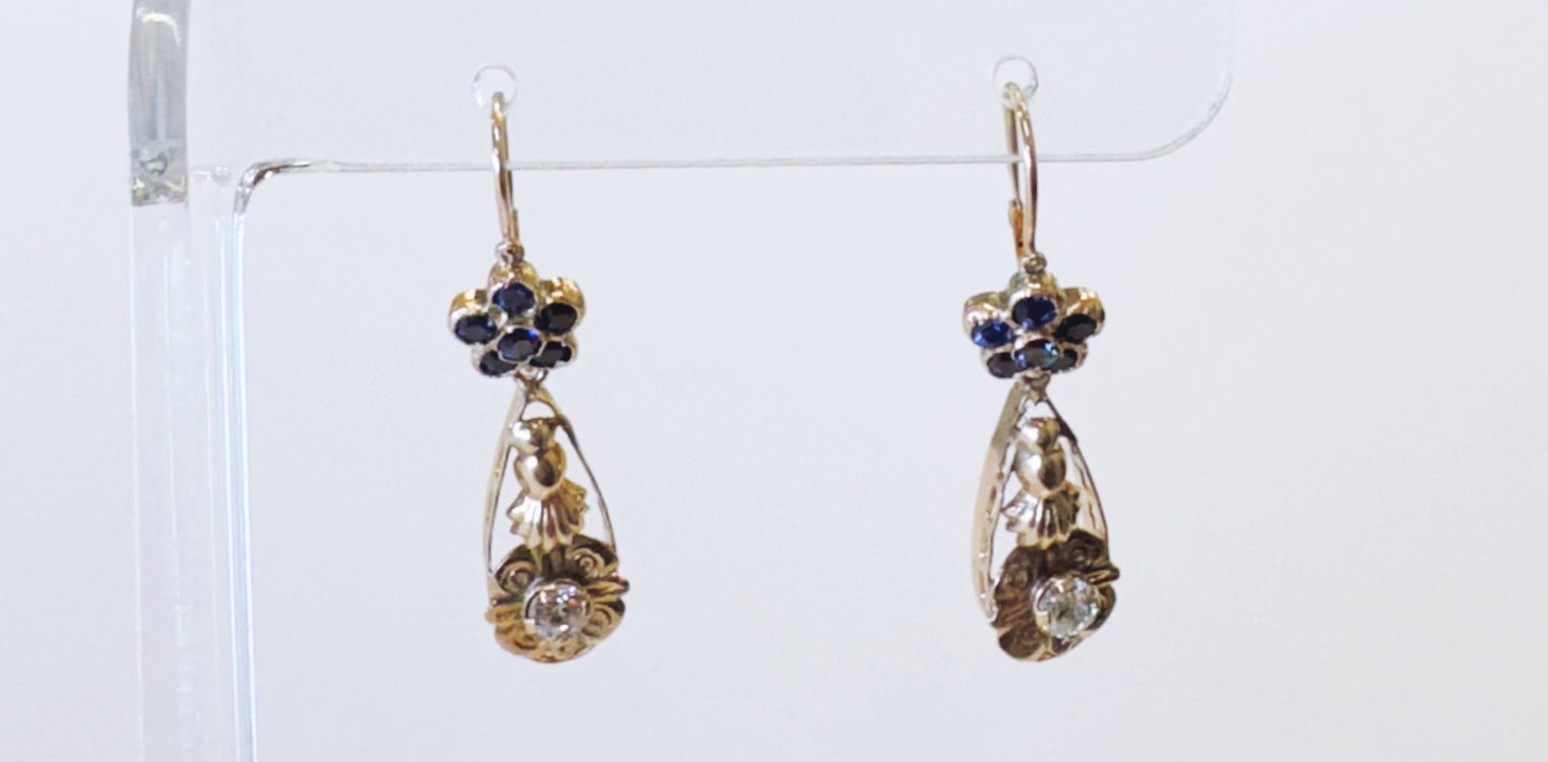 Victorian Sapphire and Diamond Earrings