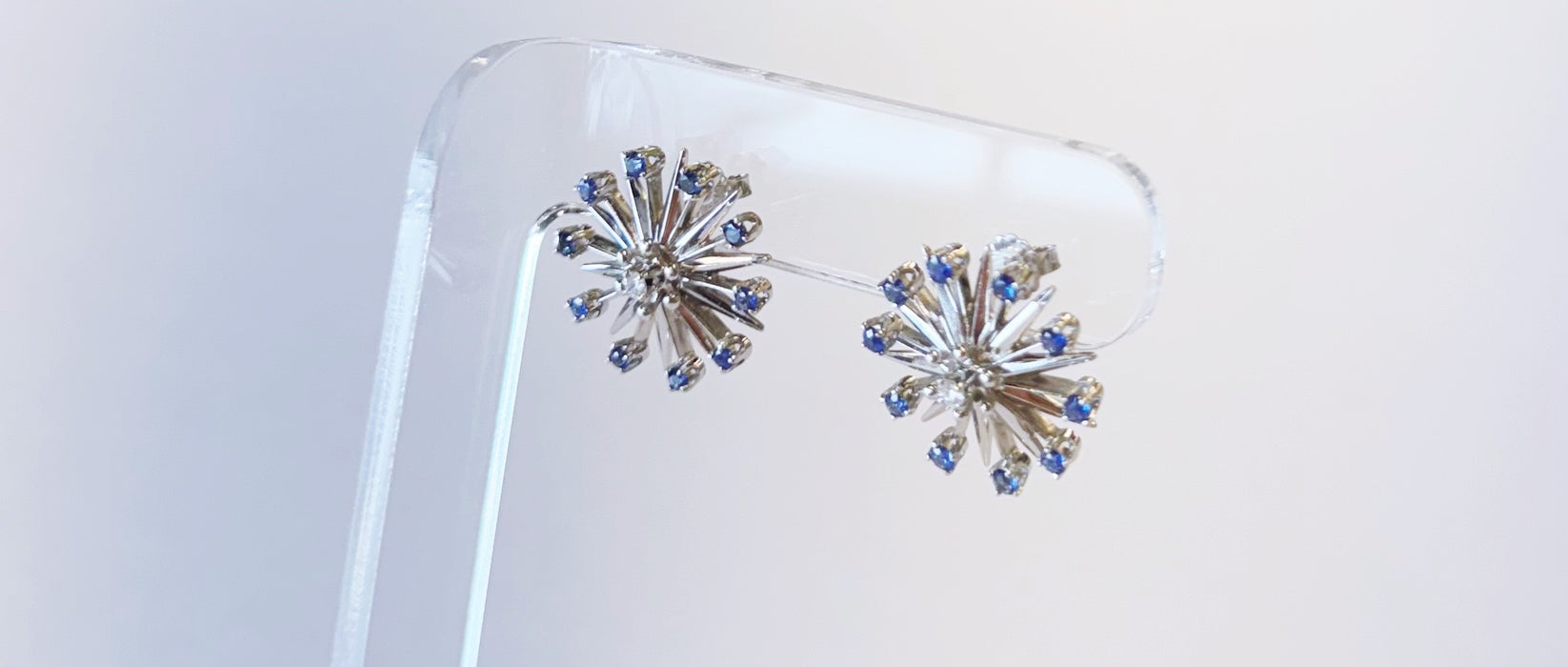 Mid Century Sapphire Starburst Earrings