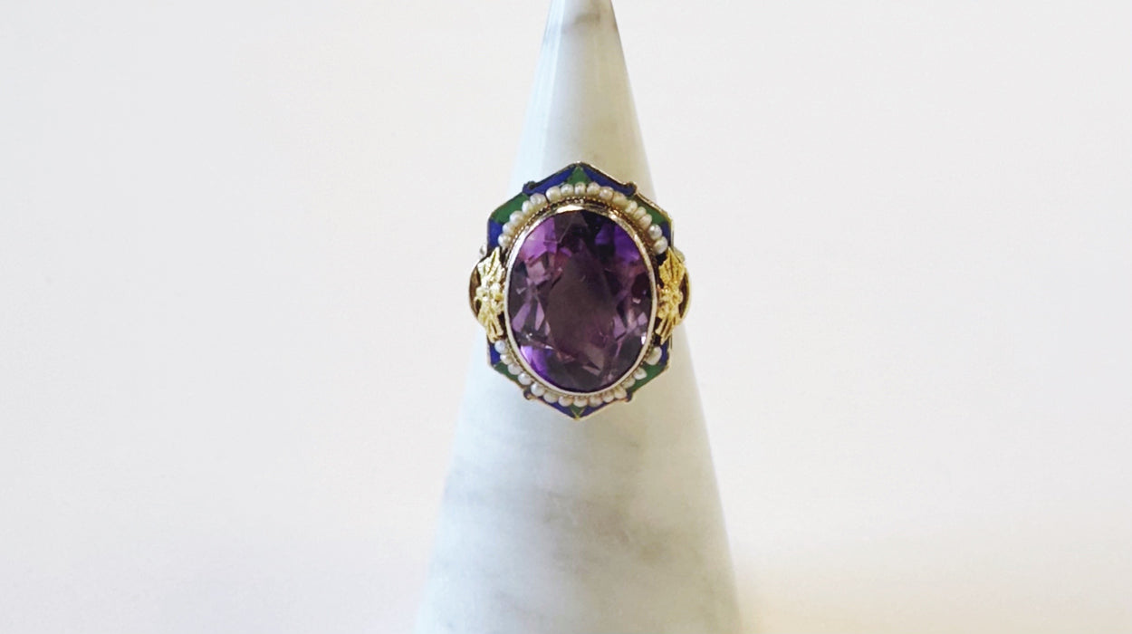 Vintage Amethyst Enamel Ring