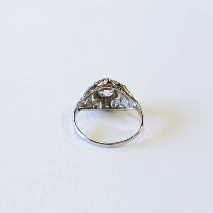 1.30ct Platinum Art Deco Filigree Ring