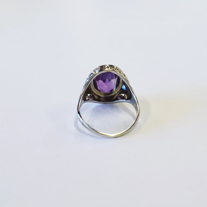 Bezel Set Amethyst Bezel Filigree Ring