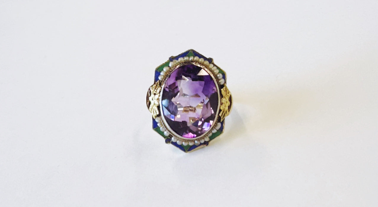 Vintage Amethyst Enamel Ring