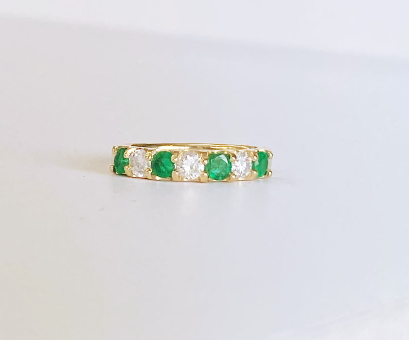 Custom Emerald (4) and Diamond (3) 18K Band