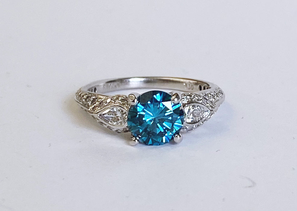 Blue and White Diamond Ring