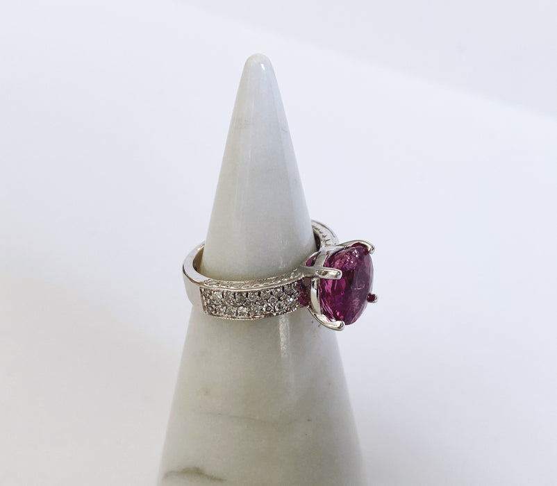 Pink Tourmaline Diamond Pave' Ring