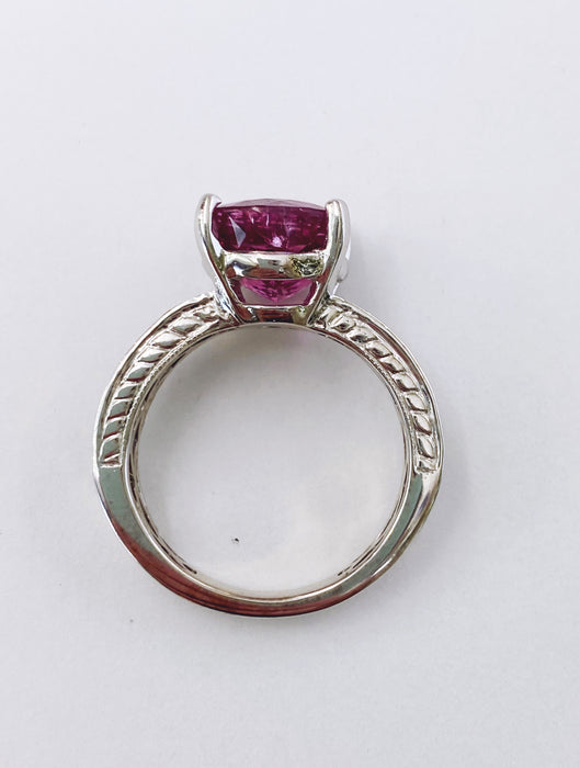 Pink Tourmaline Diamond Pave' Ring