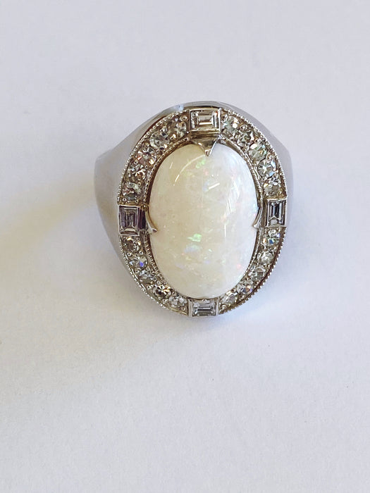 Custom Opal and Diamond Ring