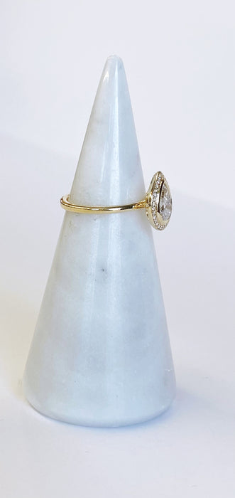 Pear Shape Yellow Gold Halo Ring