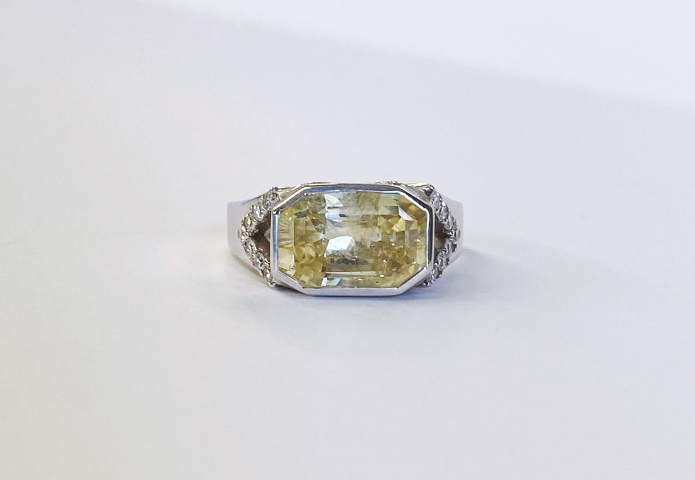 5.51 carat Unheated Yellow Sapphire Ring