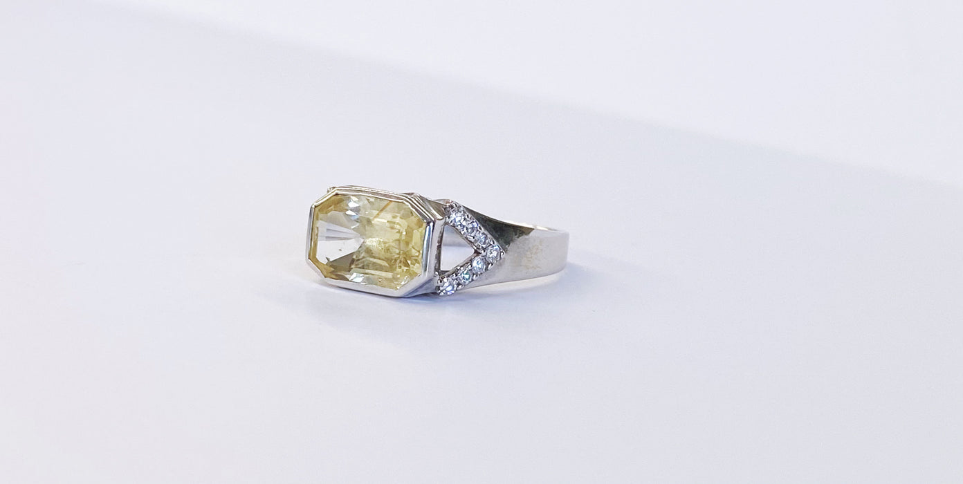 5.51 carat Unheated Yellow Sapphire Ring