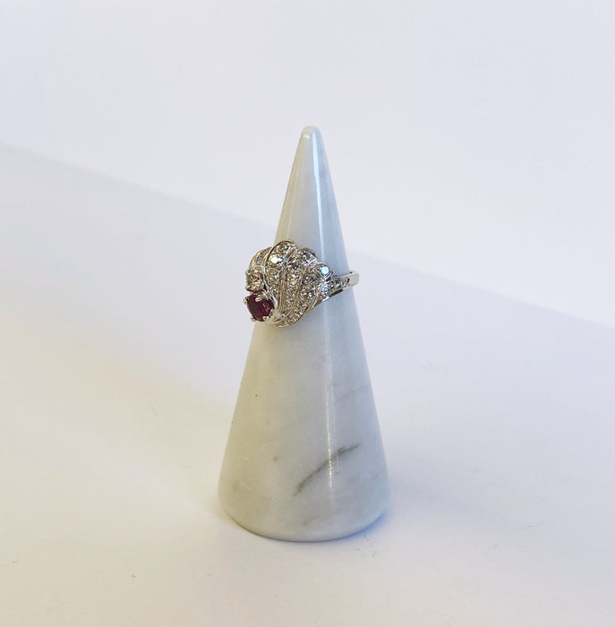 Retro Ruby and Diamond Cocktail Ring