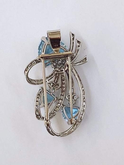 Aquamarine and Diamond Brooch/Pendant