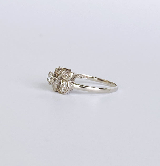 1950's Diamond White Gold Bow Ring