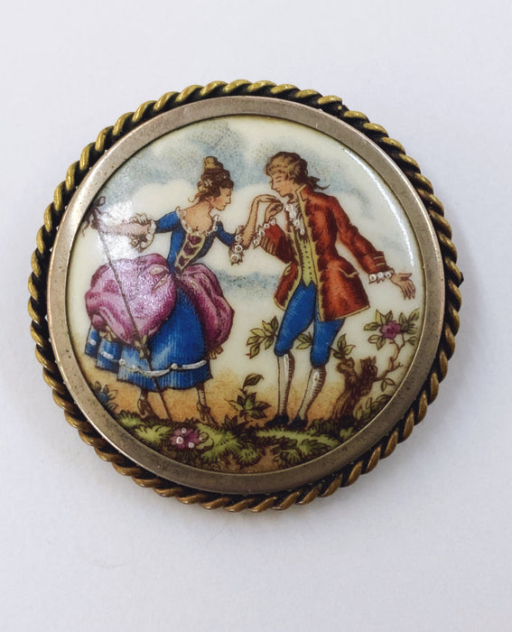 Limoges Gold Filled Hand Painted Pin