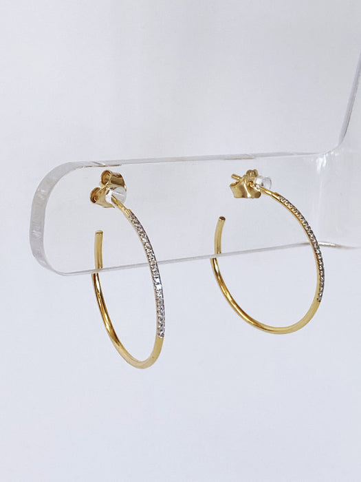 .12ct Diamond Thin Yellow Gold Hoop Earrings