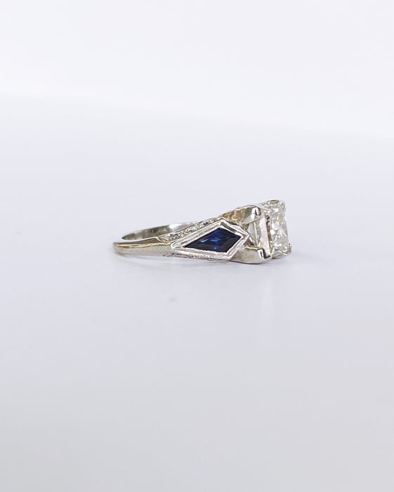 Tacori Platinum Princess cut and Sapphire Ring