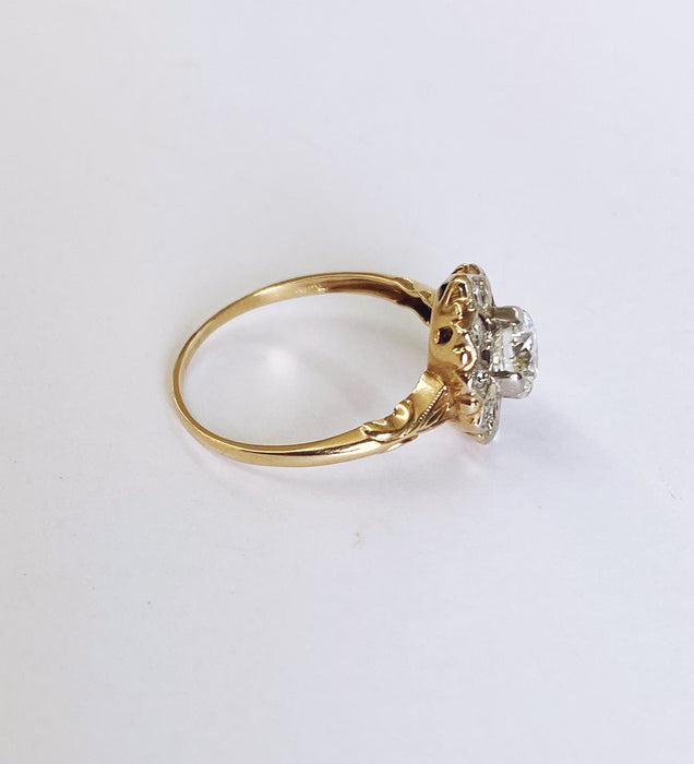 1.08 carat Mid-Century Two Tone Ring