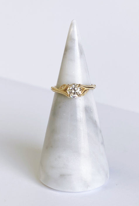 Delicate Leaf Detail Yellow Gold Ring