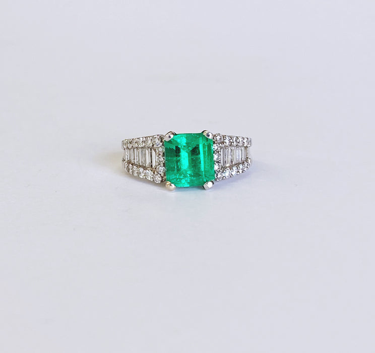 1.70ct Very Fine AAA Emerald and Diamond Ring