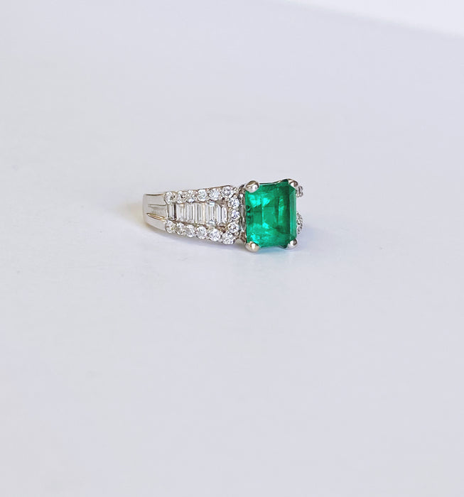 1.70ct Very Fine AAA Emerald and Diamond Ring