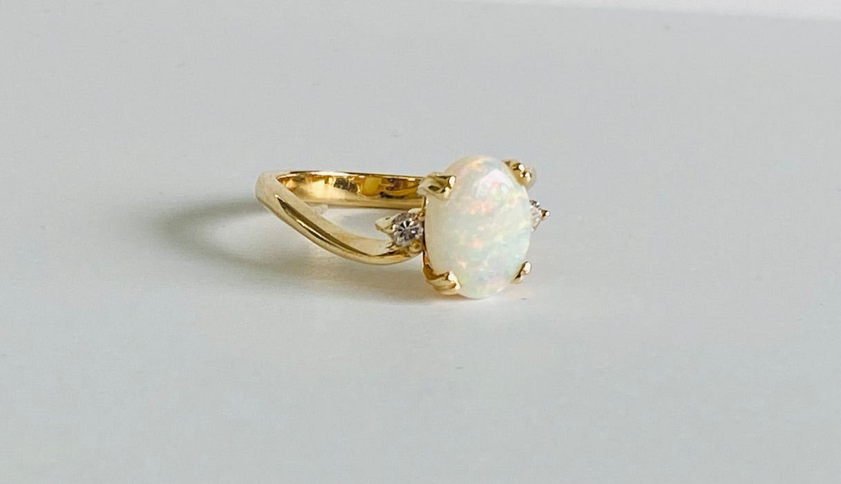 Oval Opal and Diamond Ring