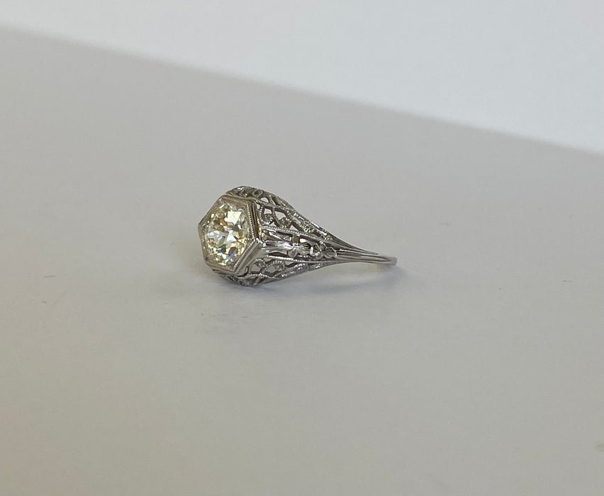 .98 carat European Low Profile Filigree Ring