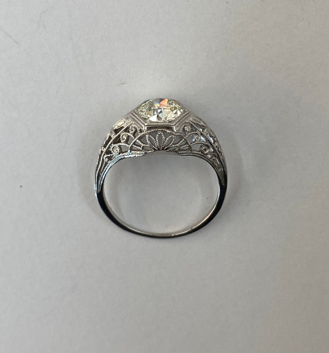 .98 carat European Low Profile Filigree Ring