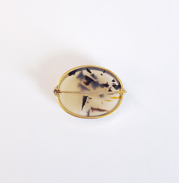 Moss Agate Gold-Filled Pin, Circa 1950's
