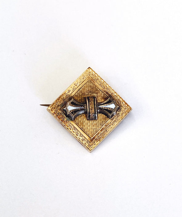 Black/white Enamel Gold-filled Pin, Victorian