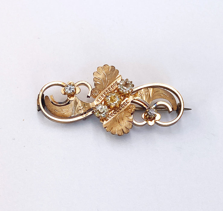 Gold-filled pin with Round Crystals, Victorian