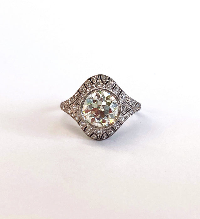 1.75 carat Art Deco Tulip Style Diamond Platinum Ring