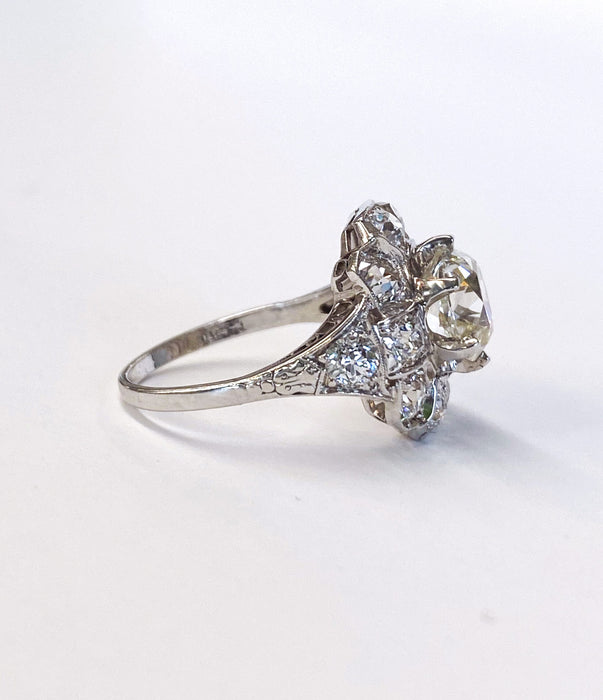 2.13 carat Center Edwardian Diamond Ring in Platinum