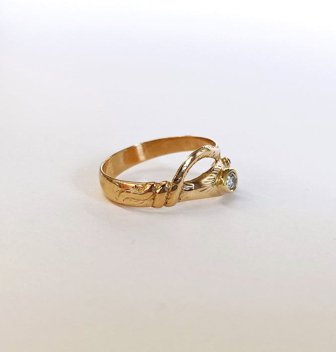 0.15 carat Diamond Snake Ring in 14k Yellow Gold, Victorian