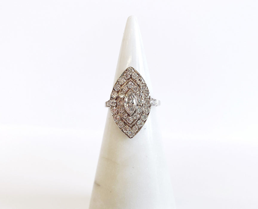 0.50 carat Center Retro Marquise Ring in Platinum, Mid-Century