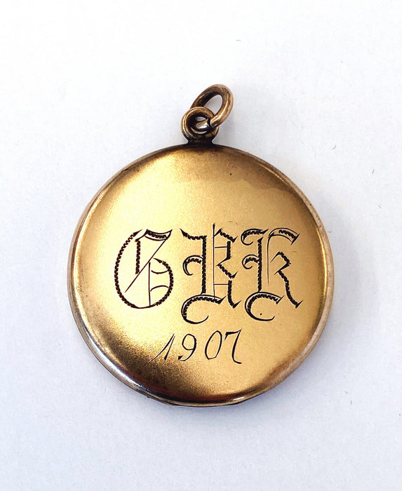 Gold-filled Rhinestone Locket Engraved with 1907, Victorian